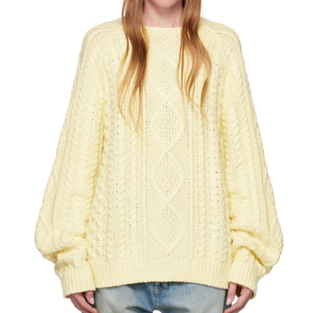 fear of god essentials yellow raglan sweater size xl unisex